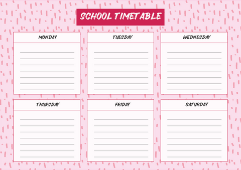 Pink school timetable wall sticker