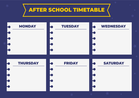 timetable for after school clubs