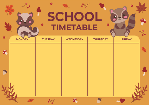 woodland school timetable wall planner