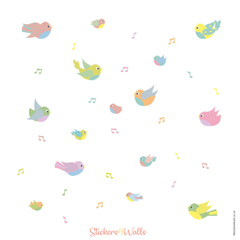 rainbow colour way bird stickers