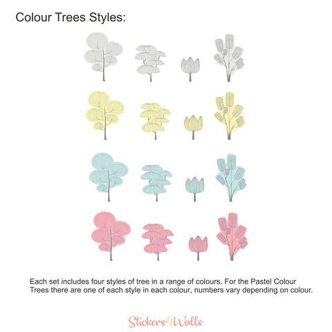 Colour Trees Wall Stickers For Faux Wall Paper Look