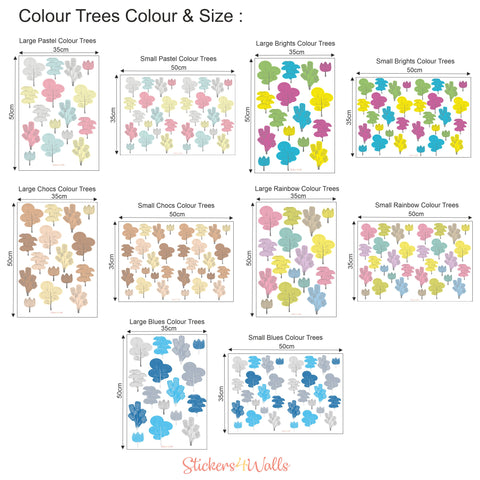 Colour Trees Wall Stickers For Faux Wall Paper Look