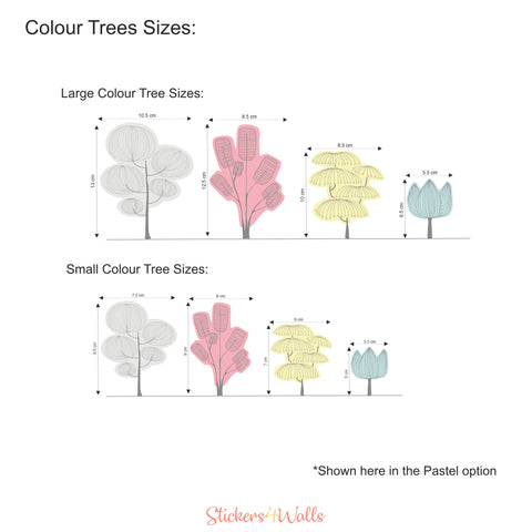 Colour Trees Wall Stickers For Faux Wall Paper Look