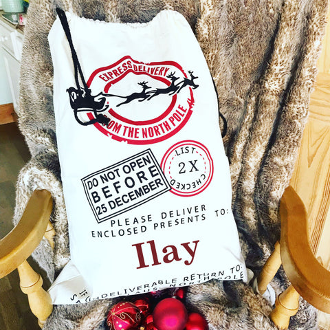 Personalised Name Santa Christmas Gift Sack