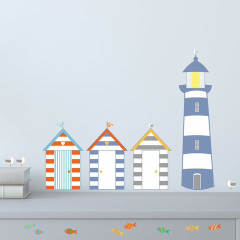 Beach Hut Fabric Wall Sticker - Reusable