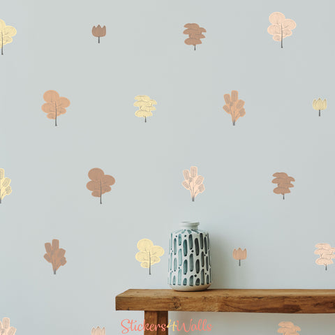 Colour Trees Wall Stickers For Faux Wall Paper Look