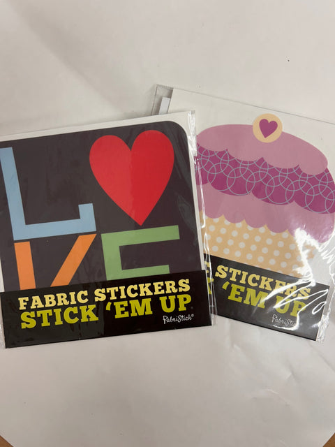 love and cupcake fabric stickers