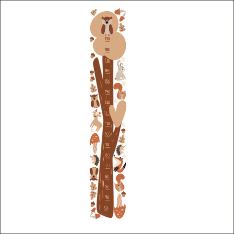 Woodland Themed Kids Height Chart Wall Sticker - Removable & Repositionable