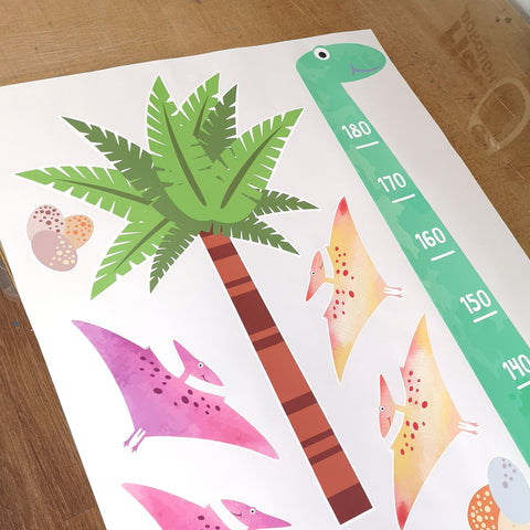 dinosaur height chart sticker palm tree