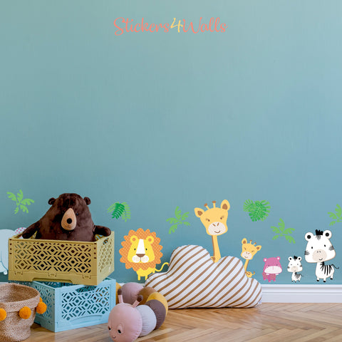 Safari Animal Fabric Wall Sticker Set - Reusable