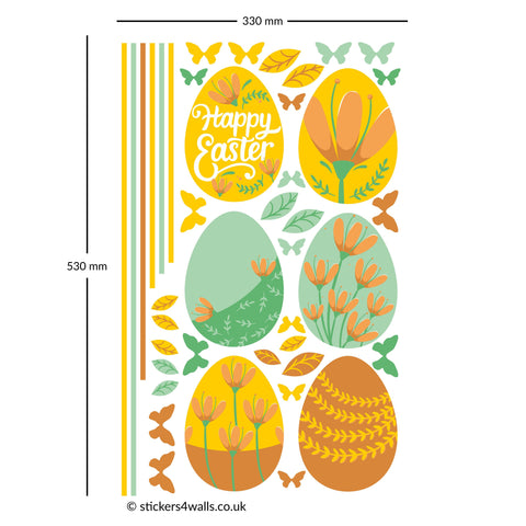 Reusable Easter Eggs Wall Stickers, Yellow & Green Easter Decals