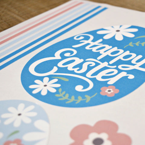 Reusable Easter Eggs Wall Stickers, Pink & Blue Easter Decals