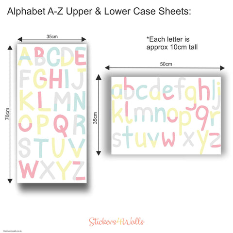 Pastel Vinyl Alphabet Stickers - A thru Z