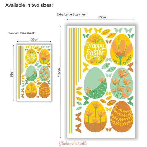 Reusable Easter Eggs Wall Stickers, Yellow & Green Easter Decals