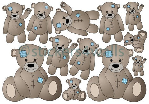 Reusable Teddy Bear Fabric Wall Stickers, Bear Nursery Wall Art Decals