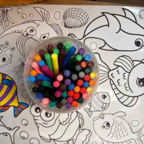 colouring in with fish stickers